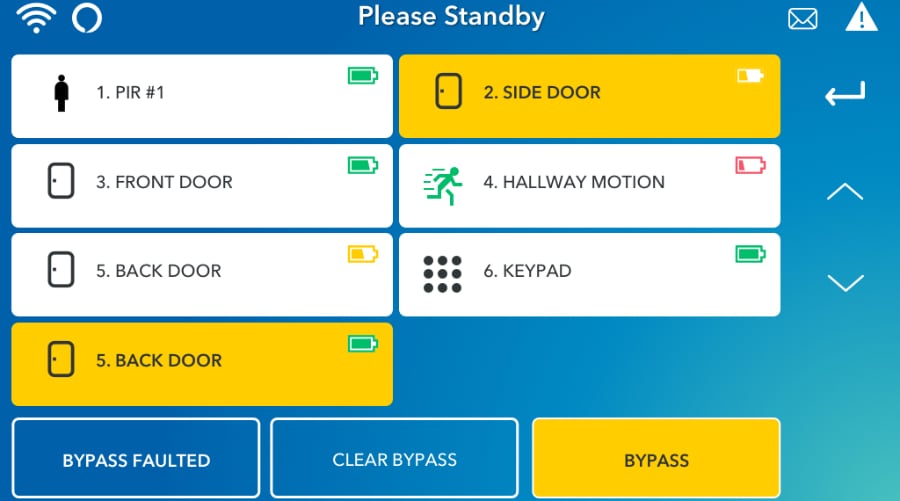 Evanston security system command screen.