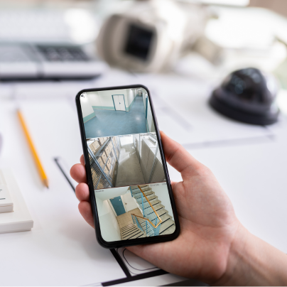 Evanston security camera feed on cell phone